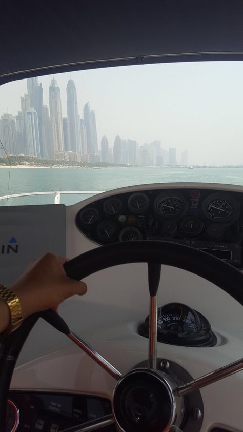 POV from a yacht Working On A Yacht Aesthetic, Holly Core, Driving A Boat, Yatch Boat Night Aesthetic, Yacht At Night Aesthetic, Inside Of A Yacht, Yatch Boat Luxury Inside, Boat Photoshoot, Dubai Skyline