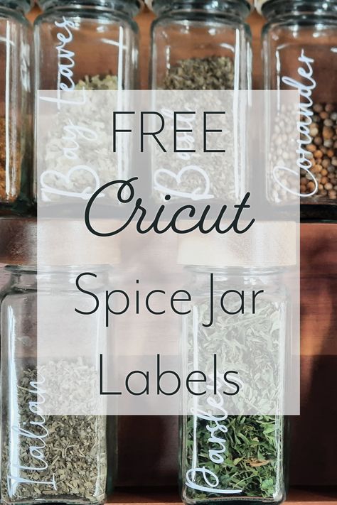 Want a unique font for your spice jars, but your limited to the fonts in the free version of the Cricut design space? Look no further! Katie T's Home has created a list of her favorite font for you to use in the design space and it's free! #SpiceOrganization #KitchenDrawerOrganization #SpiceDrawer #SpiceJar #Crict #CricutProjects #CricutKitchenLabels #CricutLabels #DIY #DIYProjects #DIYSmallProjects Cricut Kitchen Labels Vinyl Lettering, Spice Jar Labels Printable Free Editable, Cricut Spice Jar Labels, Cricut Labels, Spice Rack Drawer, Labels Organization, Spice Jar Labels, Kitchen Labels, Perfectly Organized