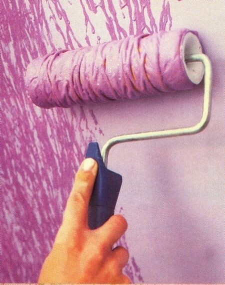 Tie rubber bands around a paint roller over a different color for an awesome patterned effect! :) Paint Roller, Yarn, Paint, Purple, Wall, Pink