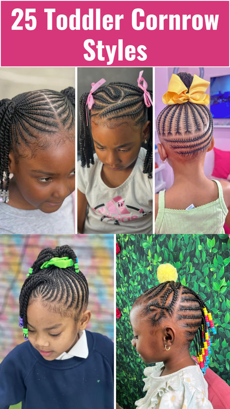 A collage of toddler cornrow hairstyles, featuring various cute and creative braiding designs. Black Toddler Cornrow Hairstyles Girl, Natural Hair Corn Row Hairstyles, Preschool Braid Styles, Braids On Toddler Girl, Toddler Girls Braided Hairstyles, Toddler Braiding Hairstyles Girl, Toddler Girl Protective Hairstyles, Toddler Black Girls Hairstyles Natural, Black Toddler Hairstyles Girl Short 4c