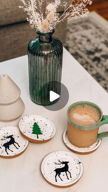 Katie Bookser on Instagram: "I found these cork coasters at Ikea and thought they would be perfect for some Christmas coasters 🌲 #diy #christmas #christmasdecor #christmascrafts #homedecor #holidaydecor #diyhomedecor #diyproject #ikeahack #ikeahacks #ikeafinds #ikeadiy" Cork Coaster Ideas, Christmas Coasters Diy, Diy Christmas Coasters, Polymer Clay Coasters, Christmas Sauce, Ikea Cork, Ikea Crafts, Coasters Diy, Ikea Finds