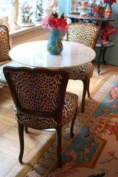 . Animal Print Rug Under Dining Table, Leopard Dining Chairs, Animal Print Dining Chairs, Leopard Print Home Decor, Leopard Table, Leopard Print Chair, Animal Print Chair, Animal Print Furniture, Leopard Chair