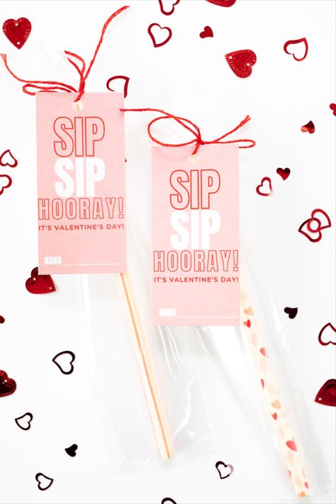 "SIP, SIP, HOORAY!" Reusable Straw Valentine's Day Favors | Non-Candy Valentine's Day Sip Sip Hooray Its Valentines Day, Straw Valentines For Kids, Straw Valentine, Valentines Day Cards Diy, Sip Sip Hooray, Happy Hearts Day, Valentines Ideas, Heart Day, Valentine Candy