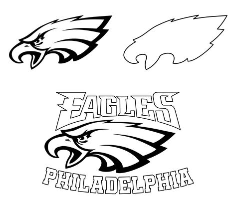 Printable Philadelphia Eagles Logo Eagles Cricut Ideas, Philadelphia Eagles Svg For Cricut, Nfl Logos Printable, Eagles Logo Design, Philadelphia Eagles Svg Free, Eagle Svg Free, Eagle Template, Golden State Warriors Birthday, Eagle Outline