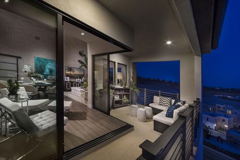 Plan 2- Penthouse! Loft Style Living Lucent. Shea Homes San Diego- Mission Valley #Civita Balcony.  City lights. San Diego Penthouse, San Diego Apartments, San Diego Mission, Loft Style Living, Shea Homes, Modern Balcony, Beautiful Houses, Balcony Design, Loft Style