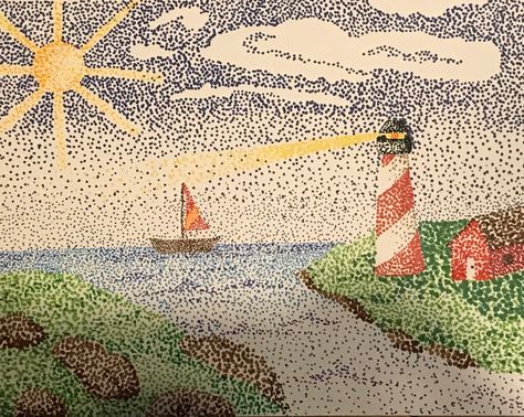 Pointillism Art Easy, Pointalism Art Ideas, Pointillism With Markers, Pointilism Art Ideas Easy, Pointalism Art For Kids Easy, Pointilism Art Ideas, Pointilism Art Landscape Easy, Pointillism For Kids, Pointilism Art