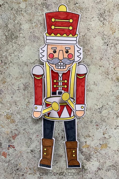 Build a Nutcracker Craft (FREE Printable Template) Christmas Traditions In Germany, Nutcracker Printable, Paper Nutcracker, Lion Valentine, German Christmas Traditions, Nutcracker Crafts, Classroom Christmas Activities, Free Printable Christmas Cards, Free Printables For Kids