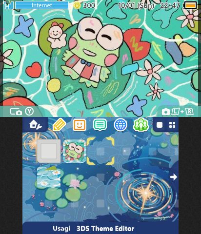 calm lil keroppi Modded 3ds Themes, 3ds Themes, Keroppi Themed Phone, Modded 3ds, 3ds Aesthetic, Kerokerokeroppi Bridge Acnh, New 3ds Xl Aesthetic, Nintendo 3ds Themes, Kawaii 3ds Games