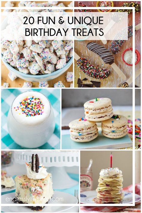 If you're looking for cake alternatives for a birthday, this post is for you! Check out these 20 different birthday treats -- you're sure to find one (or more!) that you love! No Cake Birthday Ideas, Birthday Treats For Work, Birthday Cake Alternatives For Adults, Cupcake Alternatives, Birthday Treats For Adults, Birthday Treat Ideas, Healthy Birthday Treats, Bday Treats, Birthday Cake Alternatives