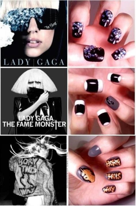 Lady Gaga nail art! Lady Gaga Nails, Nail Art Tumblr, Lady Gaga Albums, Lady Gaga The Fame, Monster Nails, The Fame Monster, The Fame, Nail Designs Tutorial, Edgy Nails