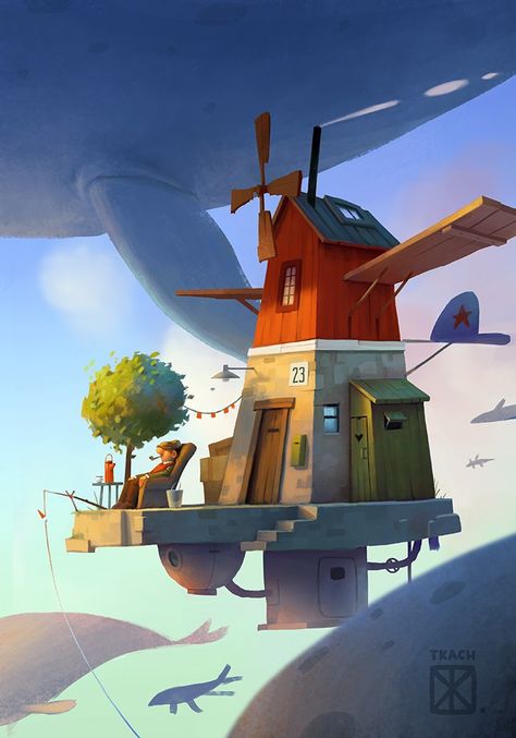 Flying House, Boat Illustration, House Cartoon, Bg Design, Floating Island, Low Poly Art, House Illustration, Cartoon Background, Animation Background