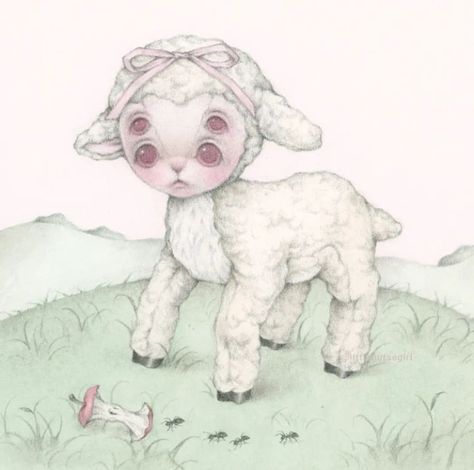 Pink Creepy Aesthetic, Creepy Pink Aesthetic, Lamb Drawing, Creepy Cute Aesthetic, Haunted Dolls, Goth Art, Creepy Art, Creepy Cute, Melanie Martinez