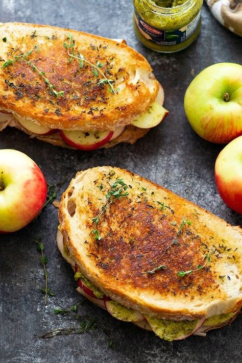 Turkey Panini Recipes, Apple Gouda, Fall Sandwiches, Pesto Turkey, Turkey Slices, Turkey Panini, Leftover Thanksgiving Sandwich, Apple Turkey, Panini Recipe