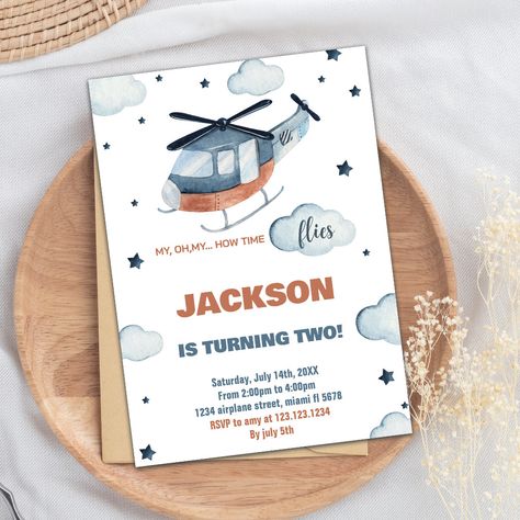 Helicopter Party, Helicopter Birthday, Airplane Invitation, Second Birthday Boys, Birthday Invitations Zazzle, Birthday Party Boy, Planes Birthday, Airplane Birthday Party, Party Boy