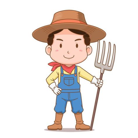 Premium Vector | Cartoon character of farmer holding rake Agriculture Pictures, Premium Vector Cartoon, Smiling People, Female Farmer, Friend Logo, Garden Illustration, Vector Icons Illustration, Character Cartoon, Vector Cartoon