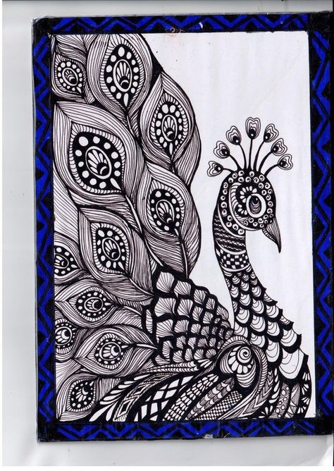 Doodle Art Peacock, Mandela Art Peacock, Doodle Art Birds, Mandala Art Of Peacock, Peacock Zentangle Art, Peacock Doodle Art, Doodle Peacock, Mandala Art Peacock, Zentangle Drawings Ideas