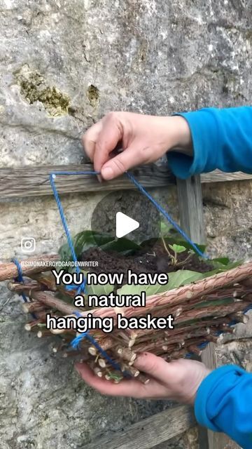 Gardening 4 Life on Instagram: "A free and easy diy project. Can’t wait to make one!   #diy #diygardening #homegarden #wood #crafts #hangingbaskets #flowerbasket #planter   Thanks @simonakeroydgardenwriter" Hanging Baskets Diy, Twig Basket, Serenity Garden, Diy Hanging Planter, Garden Hacks, Master Gardener, Diy Crafts To Do, Diy Hanging, Red Hot Chili Peppers