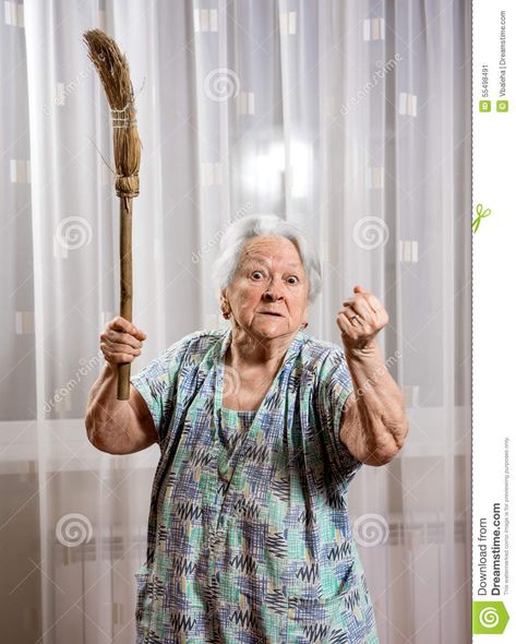 Angry Woman, Angry Women, Caucasian People, A Broom, Old Woman, Photo Library, Home Photo, Photo Magazine, Stock Images Free