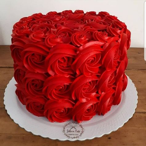 Chocolate Cake With Red Roses, Rise Of Red Cake Ideas, Rise Of Red Birthday Cake, Rise Of Red Cake, Valentine Cake Ideas Creative Beautiful, Birthday Cake With Red Roses, Red Rosette Cake, Valentine Cake Designs Simple, Red Cake Designs Birthday