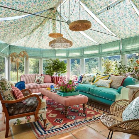 Harlequin X Sophie Robinson Home Conservatory Crop Conservatory Windows, Sophie Robinson, Home Grown Vegetables, Wildflower Meadow, Christmas Interiors, Maximalist Decor, Decorating Tips, House Colors, House Tours