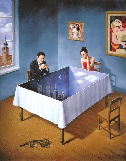 Rob Gonsalves (born in 1959) is a Canadian painter of magic realism with a unique perspective and style. Rafal Olbinski, Illusion Kunst, Canadian Painters, Surreal Artwork, Magic Realism, Max Ernst, Rene Magritte, Surrealism Painting, Illusion Art