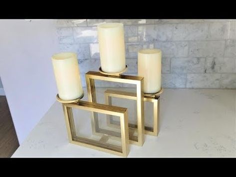 Dollar Tree Diy Crafts Decor, Making Candle Holders, Tree Picture Frame, Dollar Tree Candle Holders, Dollar Tree Candles, Diy Crafts Decor, Candles Decor, Picture Frame Crafts, Store Hacks