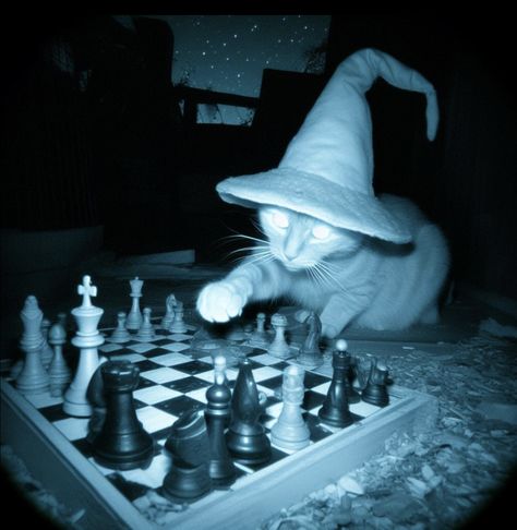 Cat Playing Chess, Funny Icons Pictures, Wizard Pictures, Wizard Pfp, Wizard Core, Wizard Aesthetic, Shadow Wizard Money Gang, Shadow Wizard, Cat Wizard