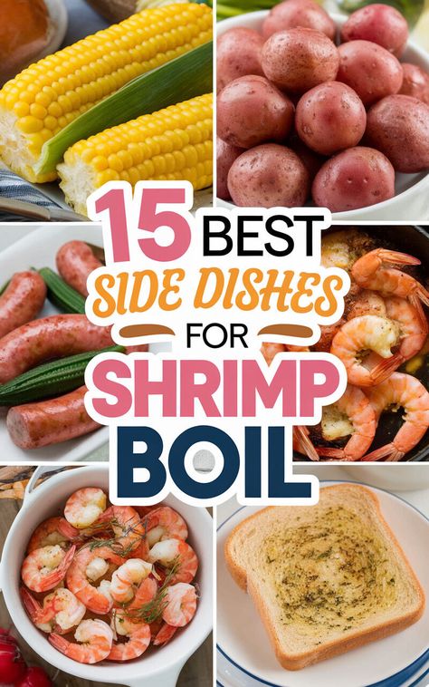 🦐🔥 Discover the perfect sides to serve with your next shrimp boil! #shrimpboil #sidedishes #yum Shrimp Boil Sides Dishes, Shrimp Boil Dessert Ideas, Sides For Shrimp Boil, Sides To Go With Shrimp, Shrimp Boil Side Dishes, Shrimp Sides, What To Serve With Shrimp, Shrimp Boil Seasoning, Spicy Shrimp Salad