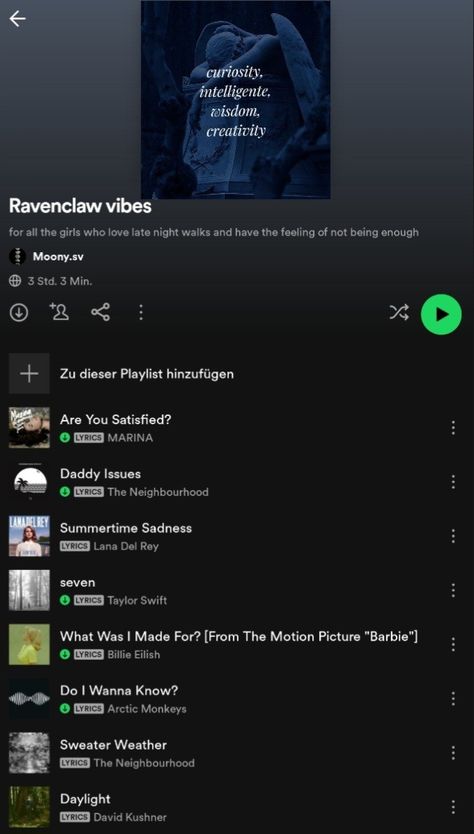 Playlist for all poets Ravenclaw Playlist, Playlist Recommendation, Ravenclaw Sweater, Sweater Weather Lyrics, Issues Lyrics, Music Lists, Siren Song, Do I Wanna Know, Summer Songs