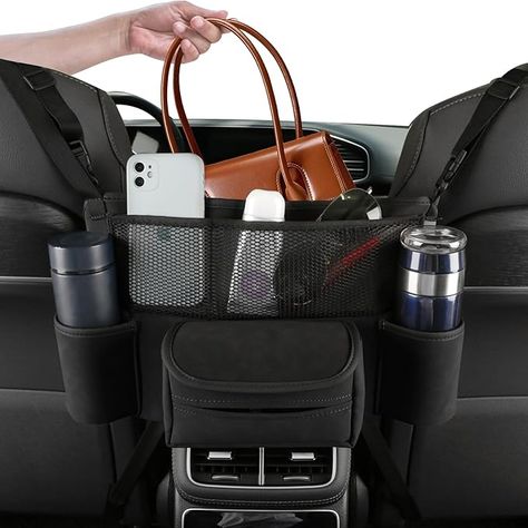 Amazon.com: Sancaral Car Purse & Handbag Holder Between Front Seats，Seat Back Organizers and Storage Bag with Tissue Hoder & 2 Cupholders & 3 Pockets for Car.(Black) : Automotive Cup Holder For Car, Car Storage Bag, Handbag Holder, Seat Cleaner, Pocket Storage, Seat Storage, Car Bag, Safe Storage, Organizer Storage