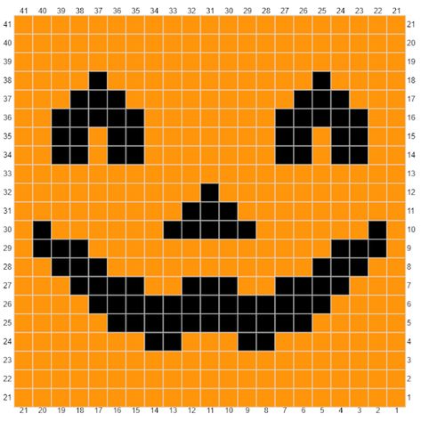 Spooky Halloween Crochet Patterns, Crochet Art Tapestry, Cute Halloween Crochet Ideas, Halloween Crochet Pumpkin, Pixel Crochet Blanket Pattern, Fall Crochet Grid, C2c Pixel Crochet, Halloween Crochet Grid Patterns, Crochet Ideas Fall