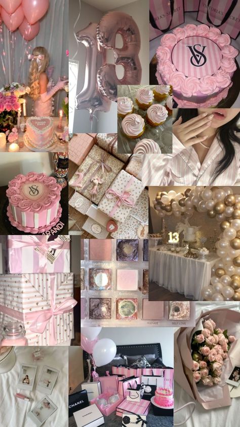 #birthday #thirteen #cleangirl #aesthetic #gifts #pink Thirteen Birthday, Aesthetic Gifts, Thirteenth Birthday, Gifts Pink, 13th Birthday, Sweet Sixteen, Chanel, Birthday, Pink