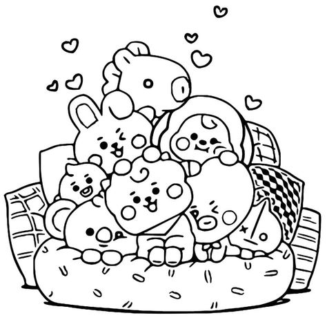 Cute BT21 coloring page Bt21 Coloring Pages, Bts Coloring Pages, Bt21 Drawing, Coloring Kawaii, Coloring Pages Kawaii, Cute Coloring Page, Kawaii Coloring Pages, Doodle Art Drawing, Kpop Drawings