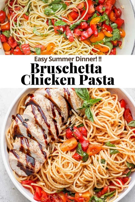 Homemade Bruschetta, Wooden Skillet, Bruschetta Pasta, Balsamic Glaze Recipes, Bruschetta Chicken Pasta, Dairy Free Recipes Dinner, Dairy Free Pasta, Easy Summer Dinners, Bruschetta Chicken