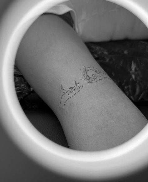 #tattoo #tattooideas #tattoosforwomen #inspiration Delicate Tattoo, Sun Tattoo, Tattoo Inspo, Mini Tattoos, Moon Tattoo, Minimalist Tattoo, Leaf Tattoos, Maple Leaf Tattoo, Small Tattoos