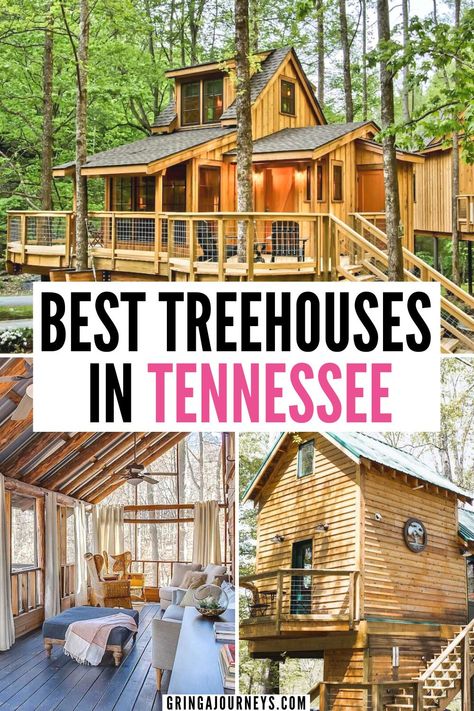 Places To Stay In Pigeon Forge Tn, Cabins In Tennessee, Tennessee Airbnb, Romantic Treehouse, Treehouse Vacations, Treehouse Rentals, Luxury Tree Houses, Tennessee Cabins, Unique Vacation Rentals