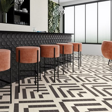 Domus Interior Design Classes, Engineered Flooring, Elements Of Design, Restaurant Interior Design, Hospitality Design, Floor Patterns, Restaurant Interior, Cafe Interior, Cafe Design