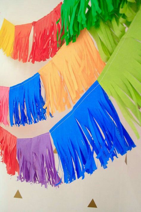 Fringe Garland, Festive Garland, Rainbow Fringe, Mexican Party Decorations, Decor Birthday Party, Flag Garland, Booth Decor, Fiesta Theme Party, Mexican Party Theme