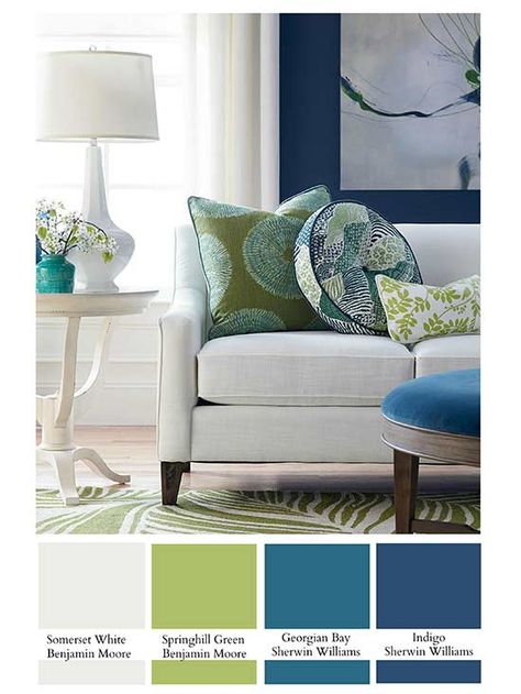 Blue And Green Living Room, Green Living Room, Bassett Furniture, Room Color Schemes, Room Color, Living Room Green, Blue Living Room, Living Room Diy, Color Of The Year