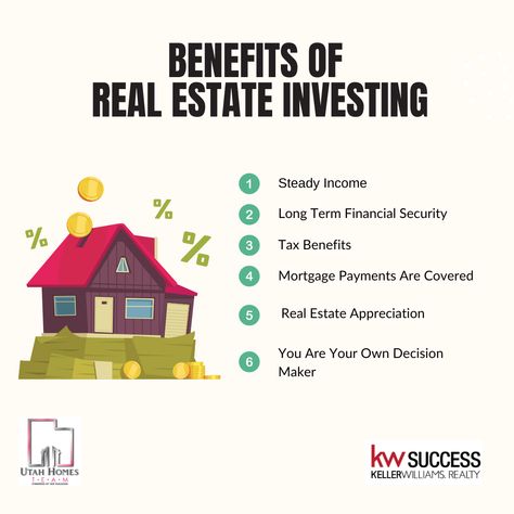 When you buy real estate as a long-term investment, you are not only acquiring a property but also the equity that comes from knowledge of real estate trends. As a homeowner, you will be able to take full advantage of all the benefits that come from owning and operating your own home. Utah Homes 🏡 Team can help you and your family with your real estate needs Safe Zone 🏳️‍🌈 Servicios en Español #utahhomesteam #utahhomesgirl #buyers #realtorlife #utahhomesguy #utahletsgetyoumoving #realtor #rea Benefits Of Investing In Real Estate, Real Estate Posting Ideas, Real Estate Investment Tips, Real Estate Educational Posts, Real Estate Marketing Ideas Social Media, Real Estate Creative Post, Real Estate Tips For Buyers, Building Advertising, Real Estate Creative Ads