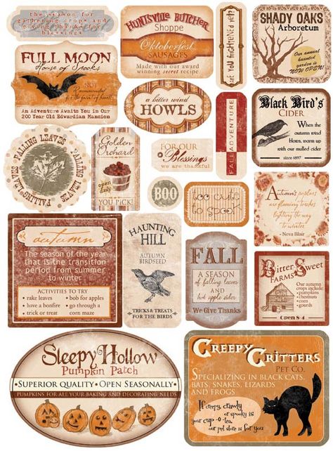 Potion Bottle Labels Printable Free, Halloween Printouts, Fall Labels, Halloween Apothecary Jars, Vintage Halloween Printables, Halloween Apothecary Labels, Halloween Bottle Labels, Tags Ideas, Halloween Potion