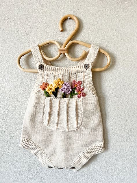 Crochet Romper, Embroidered Pocket, Knit Romper, Baby Fits, Knitted Romper, Wild One, Baby Outfits