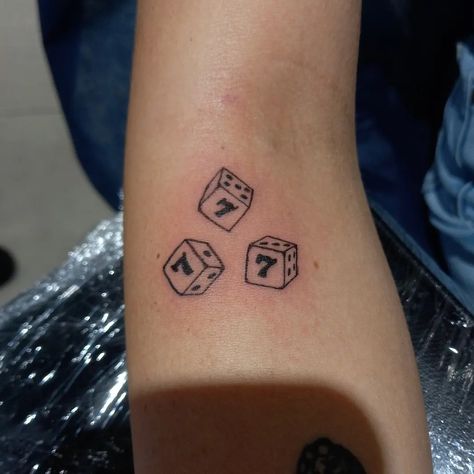 Cute 777 Tattoo, 444 Dice Tattoo, 3 Cards Tattoo, Small Tattoos Dainty, 777 Dice Tattoo, Triple 7 Tattoo, 3 Dice Tattoo, Russian Roulette Tattoo, Lottery Tattoo