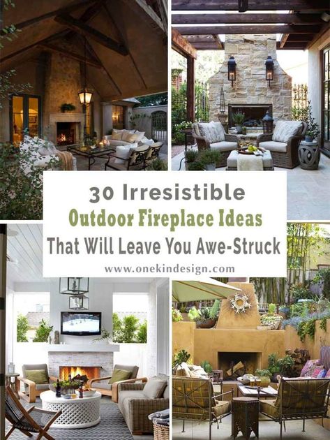 30+ Irresistible outdoor fireplace ideas that will leave you awe-struck Outdoor Fireplace Ideas, Decorative Concrete Patio, Outdoor Stone Fireplaces, Outside Fireplace, Deck Fireplace, Porch Fireplace, Outdoor Fireplace Designs, Outdoor Fireplace Patio, Backyard Fireplace