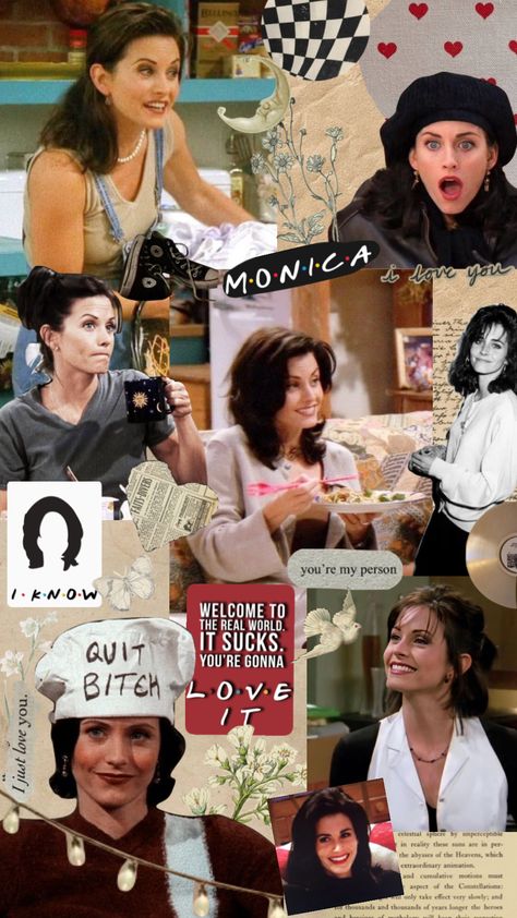 #monica #monicageller #moodboard #vintage #aesthetic #shuffle #collage #friendstvshow #friends #favouritesister #favouritecharacter Monica Aesthetic Friends, Monica Friends Wallpaper, Monica Geller Aesthetic Wallpaper, Friends Collage Wallpaper, Friends Collage Aesthetic, Monica Geller Wallpaper, Friends Iphone Wallpaper, Friends Tv Show Wallpaper, Friends Lockscreen