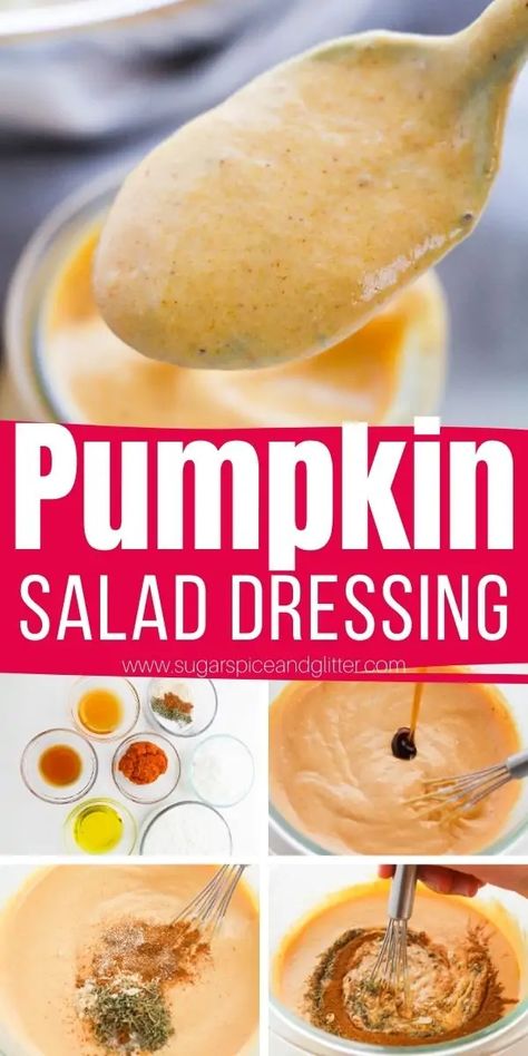 Pumpkin Salad Dressing ⋆ Sugar, Spice and Glitter Pumpkin Seed Salad, Pumpkin Salad, Pumpkin Curry, Favorite Salad, Healthy Salad Dressing, Homemade Salad Dressing, Homemade Butter, Delicious Pumpkin, Food Test