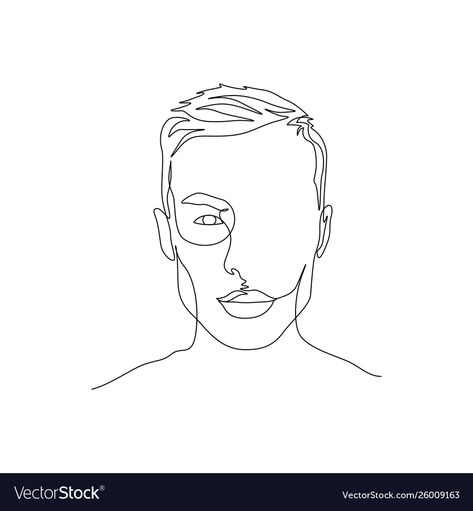 Man One Line Drawing, Line Art Man Face, Male Line Drawing, Male Line Art, Man Line Art, One Line Portrait, Contour Line Art, Clinic Art, Male Face Drawing