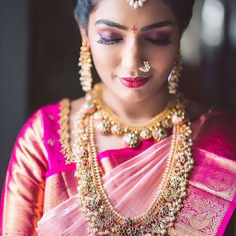 10 + Gutta Pusalu Designs That Have Our Heart South Indian Bridal Makeup, South Indian Bridal Look, Indian Bridal Look, Best Bridal Makeup, Wedding Saree Collection, Wedding Blouse Designs, South Indian Weddings, Wedding Blouse, Embroidered Blouse Designs