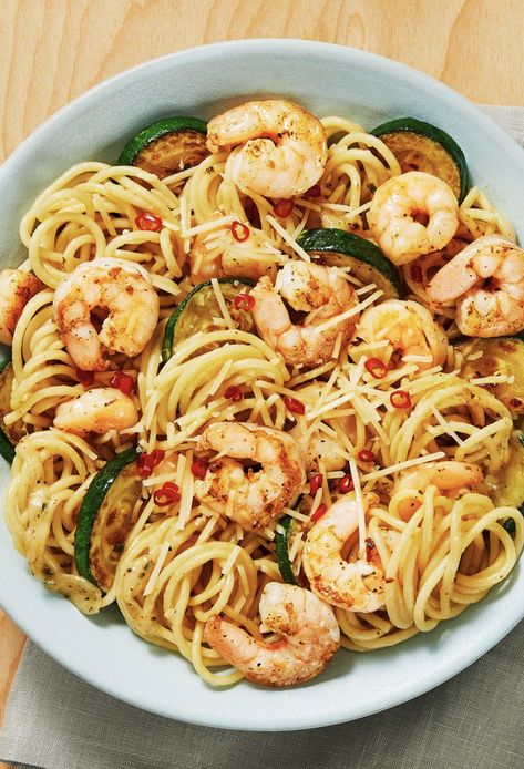 Easy seafood pasta recipe with garlic herb butter and zucchini | More recipes on www.HelloFresh.com Hello Fresh Shrimp Pasta, Hello Fresh Shrimp Recipes, Best Hello Fresh Recipes, Hello Fresh Pasta, Easy Seafood Pasta, Hello Fresh Dinners, Hellofresh Recipes, Fresh Pasta Recipes, Recipe With Garlic