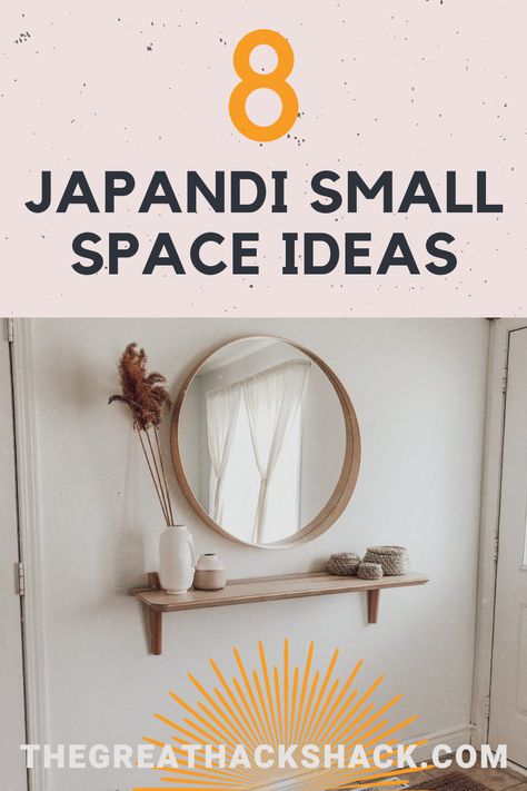 Learn how to incorporate the principles of Japandi design into your small space with our expert tips and tricks. Japandi style in a small space. #japandi #japandistyle #japandidesign #smallspace #ideas #thegreathackshack Small Space Japandi, Japandi Small Apartment Bedroom, Japandi Tiny Apartment, Small Apartment Japanese Style, Japandi For Small Spaces, Japandi 2023, Muji Living Room Small Spaces, Japandi Entryway Ideas, Japandi Small House Design